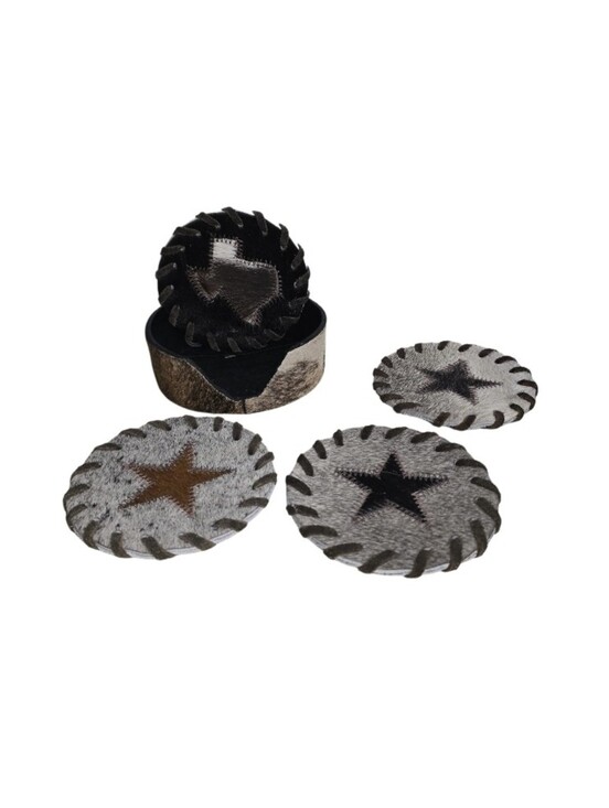 Other - Southwestern Cowhide Coaster w/ Holder Set Of 4 Coasters & 1 Holder Texas Design